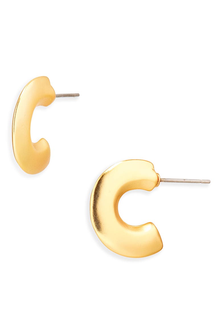 Petite Arc Hoop Earrings, Main, color, GOLD