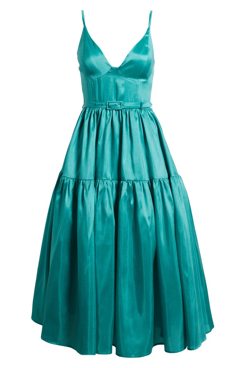 Belted Bustier Tiered Dress, Alternate, color, TEAL