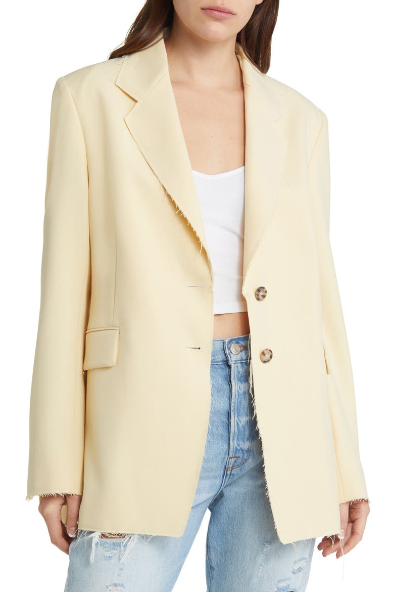 Oversize Raw Edge Blazer, Main, color, BUTTER