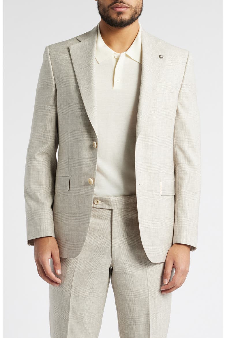 Mason Contemporary Fit Tan Glen Plaid Super 150s Wool Suit, Alternate, color, SAND