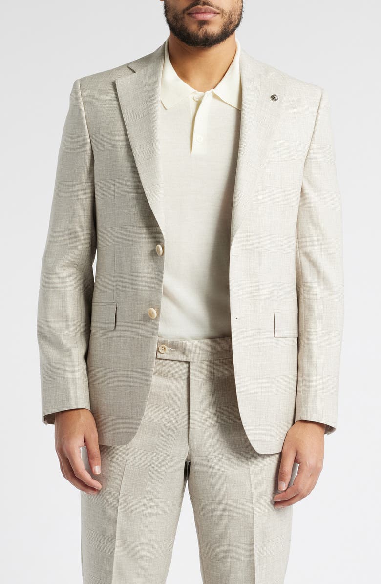 Jack Victor Mason Contemporary Fit Tan Glen Plaid Super 150s Wool Suit, Alternate, color, Sand
