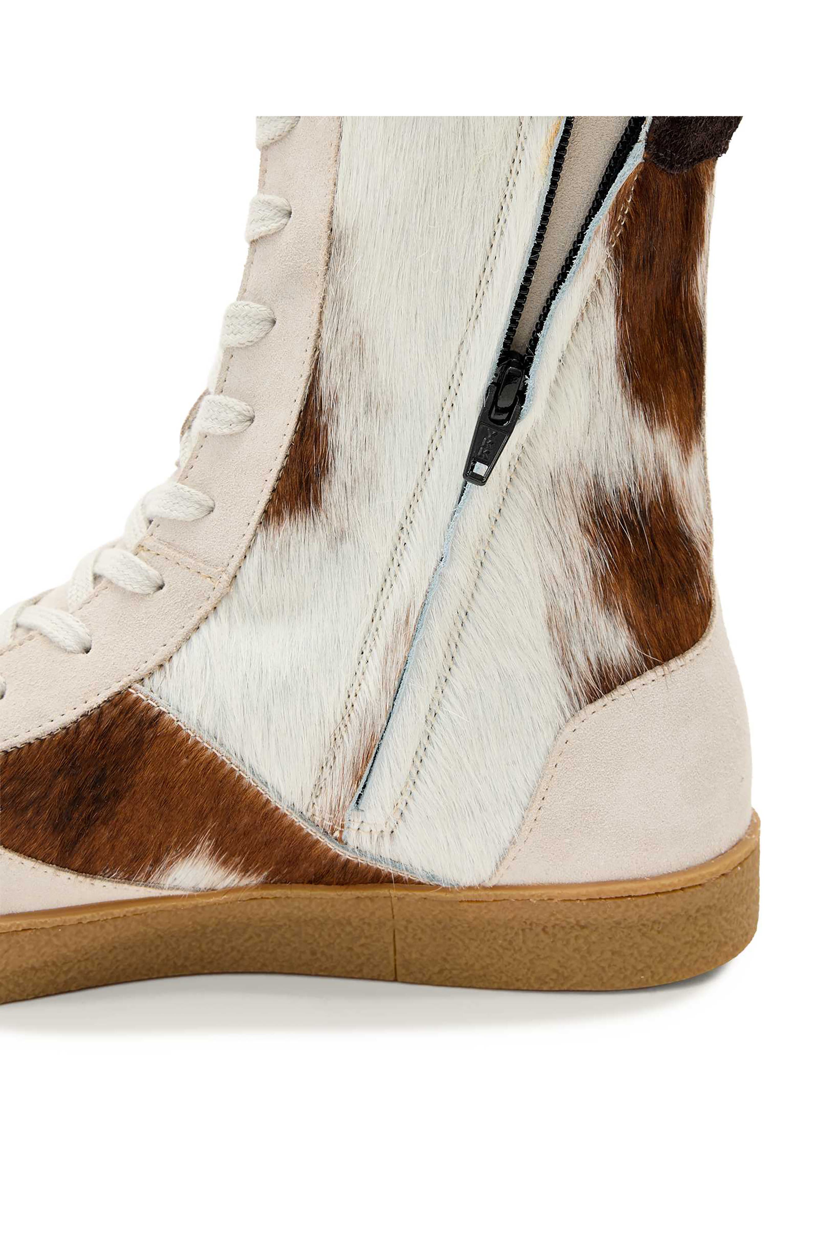 AllSaints Louise Genuine Claf Hair High Top Sneaker, Alternate, color, Cow Print