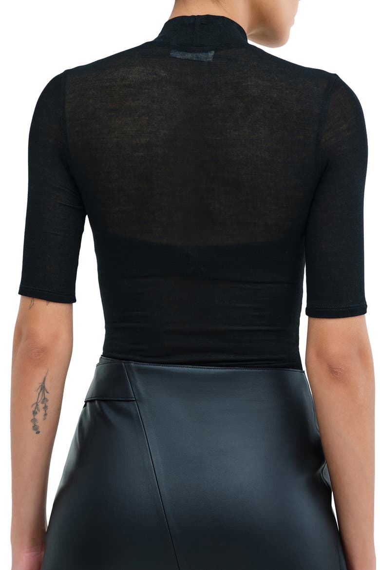 Logan Ruched Mock Neck Top, Alternate, color, BLACK