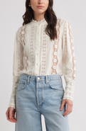 Caslon® Pretty Lace Panel Button-Up Shirt