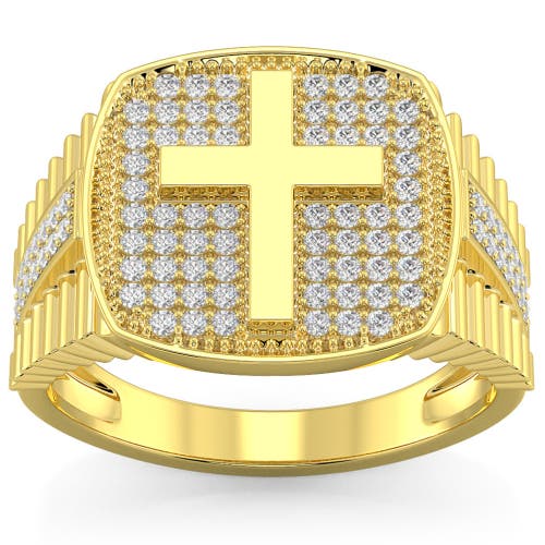 Bliss Diamond Diamond Cross Ring 10k Gold Lab Grown In Gold