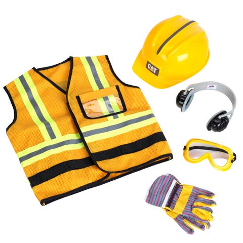 Construction Worker Vest Yellow & Black 5Pc Set, Ags 3+