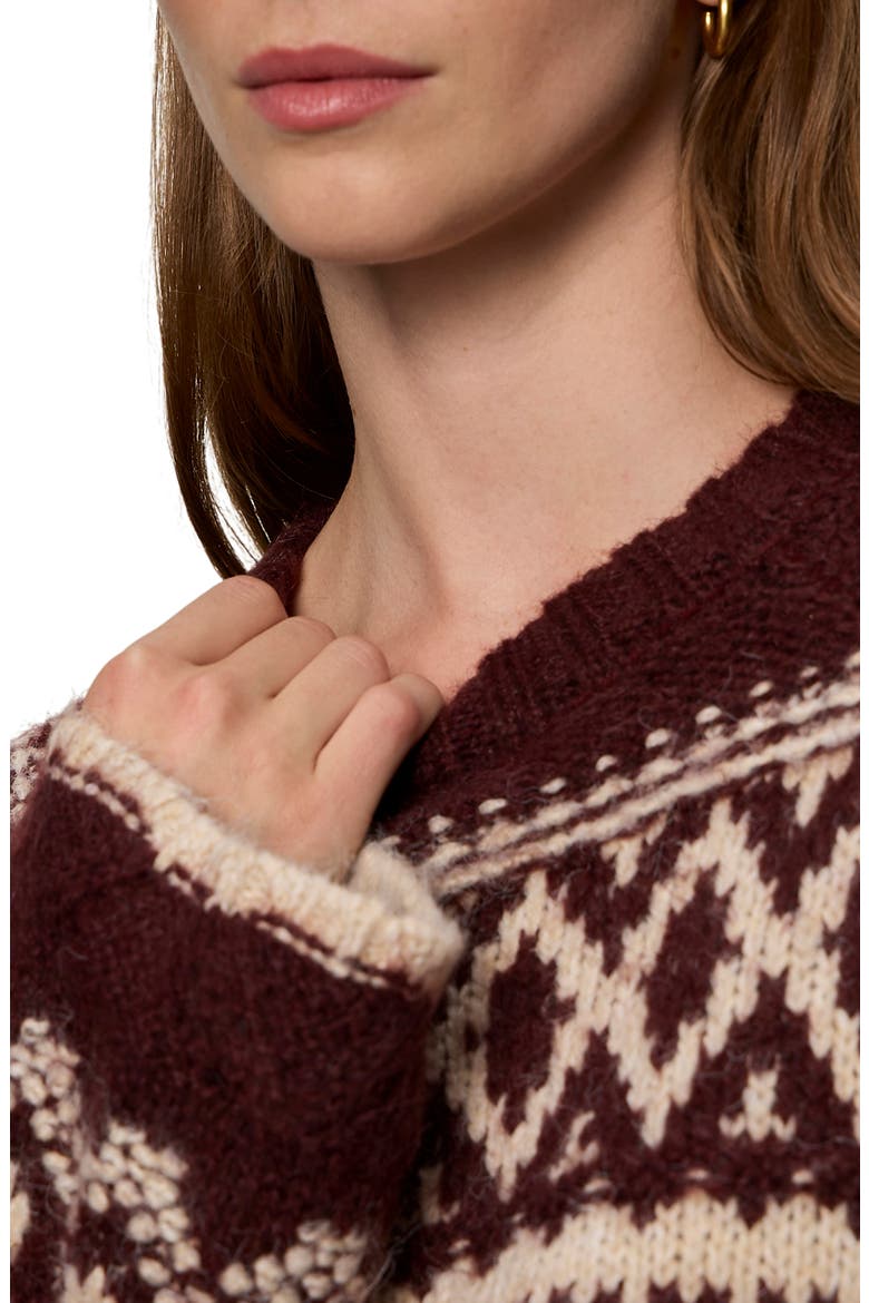Fair Isle Crewneck Sweater, Alternate, color, DARK CRIMSON MULTI