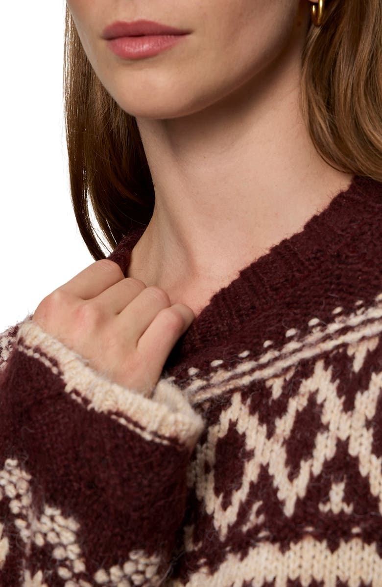 Sanctuary Fair Isle Crewneck Sweater, Alternate, color, Dark Crimson Multi