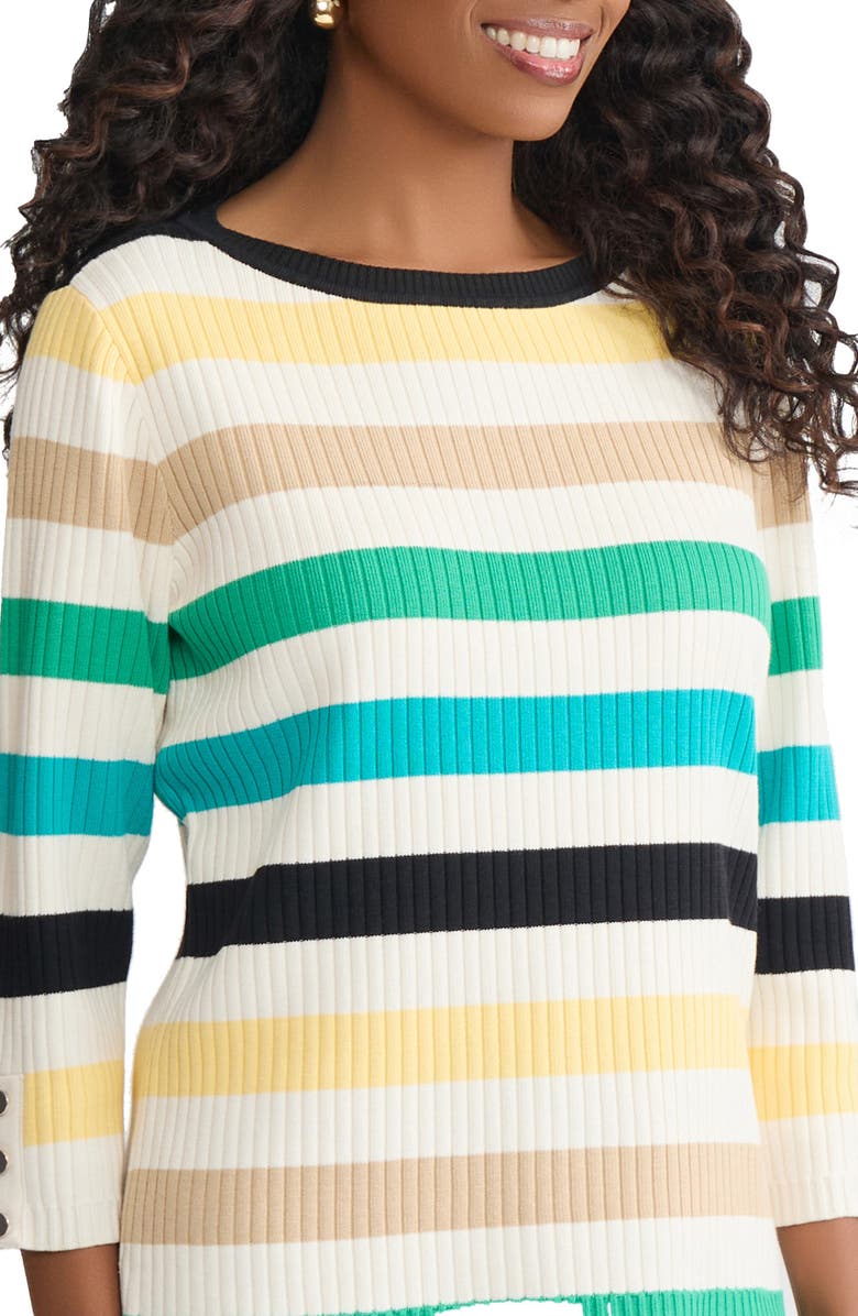 Jones New York Stripe Boat Neck Sweater, Alternate, color, Kelly Multi