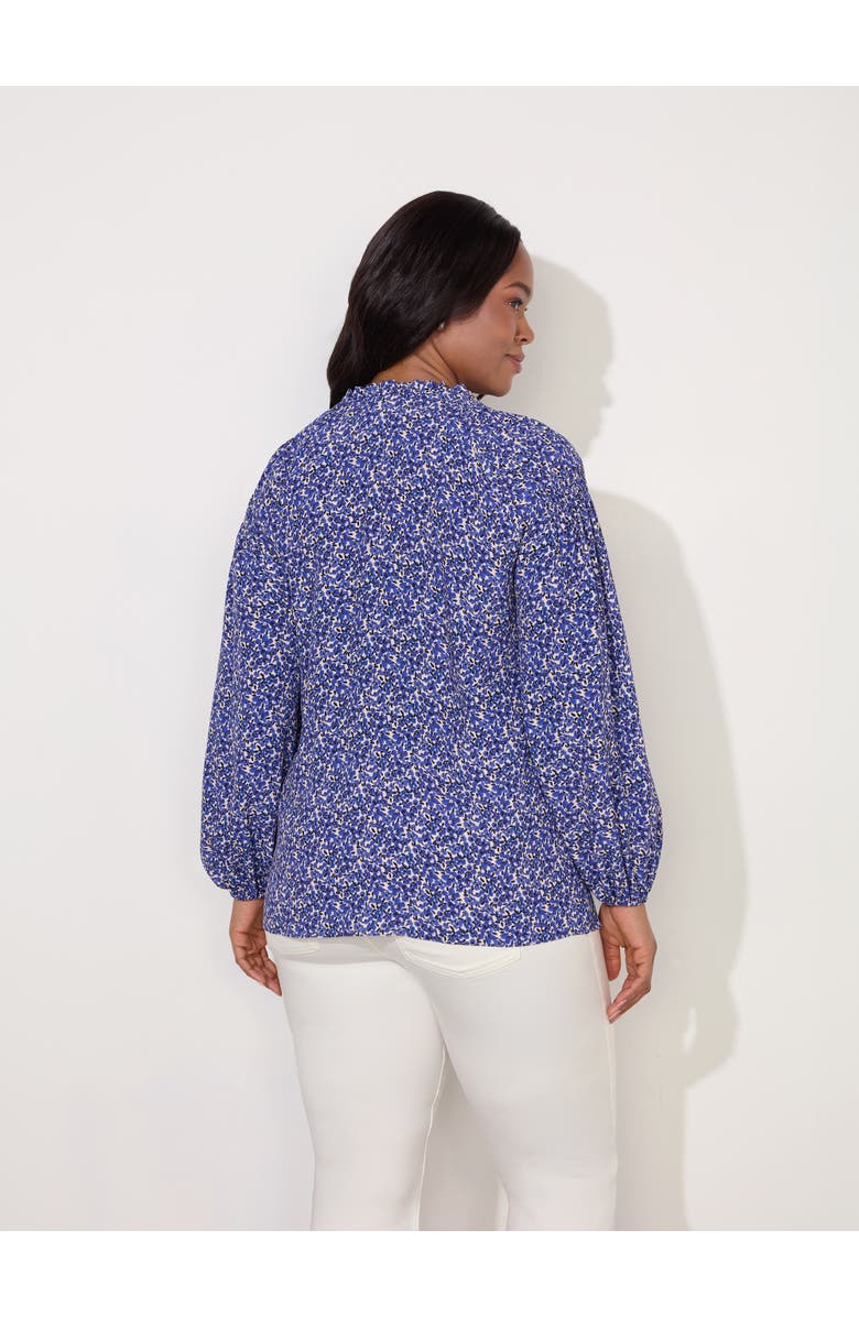 Live Unlimited Ditsy Shirred Raglan Sleeve Blouse, Alternate, color, Blue Print