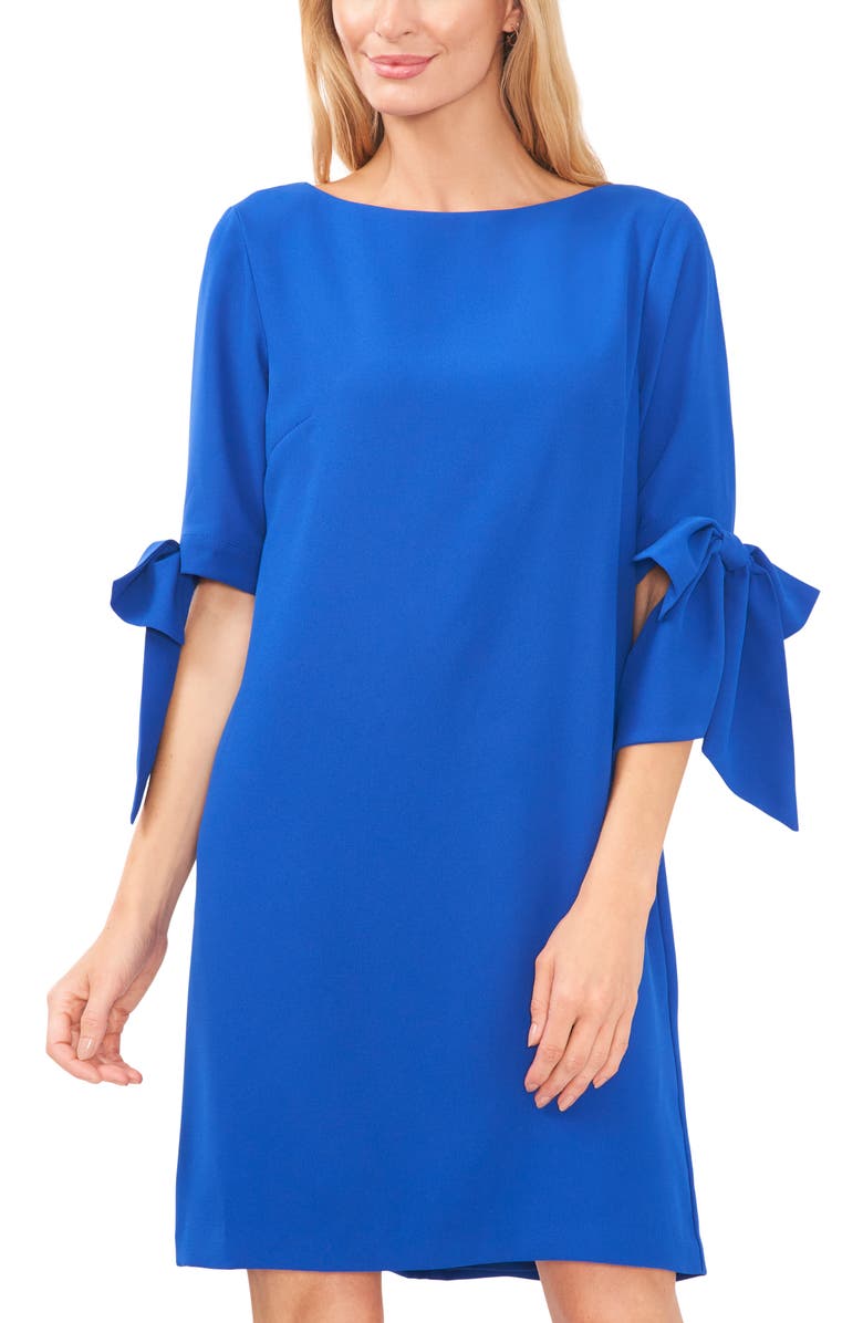 CeCe Moss Crepe Shift Dress, Alternate, color, Deep Royal Blue