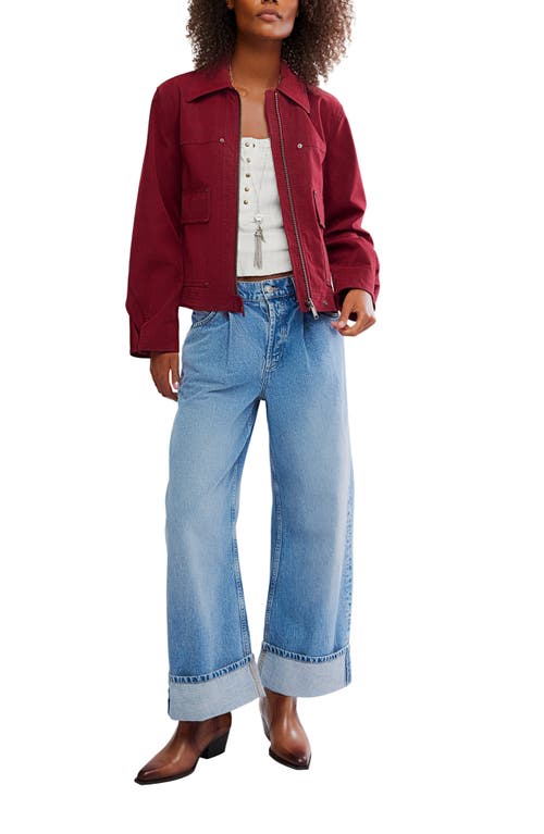 Free People Blair Vegan Suede Jacket Dionysus In Red