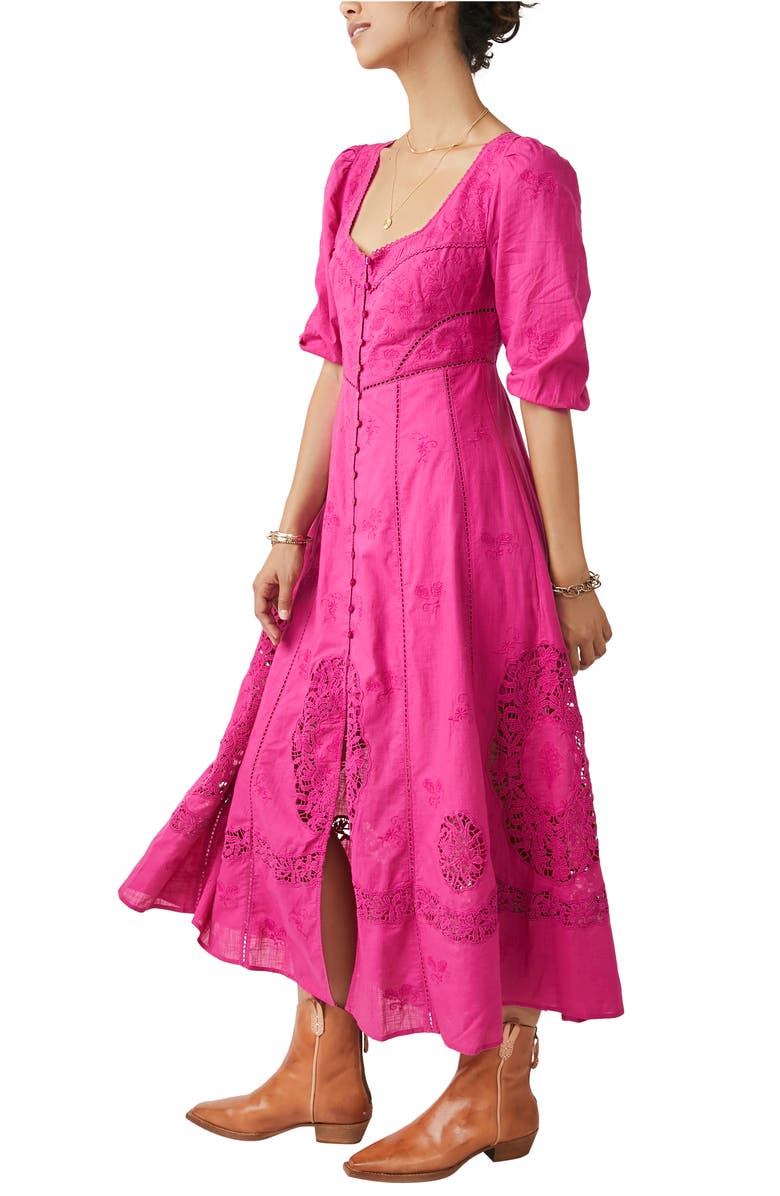 Free People Lisa Lace Trim Midi Dress, Alternate, color, 