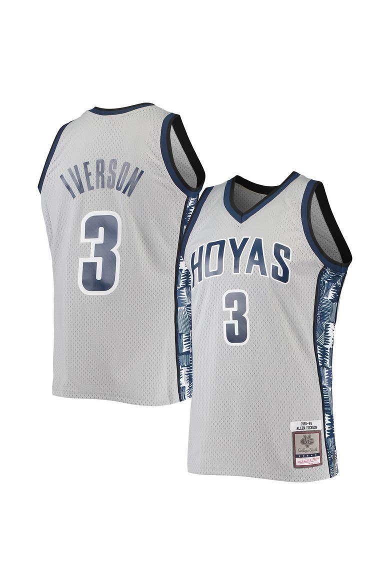 Men's Mitchell & Ness Allen Iverson Gray Georgetown Hoyas 1995/96 Swingman Replica Jersey, Main, color, Gray