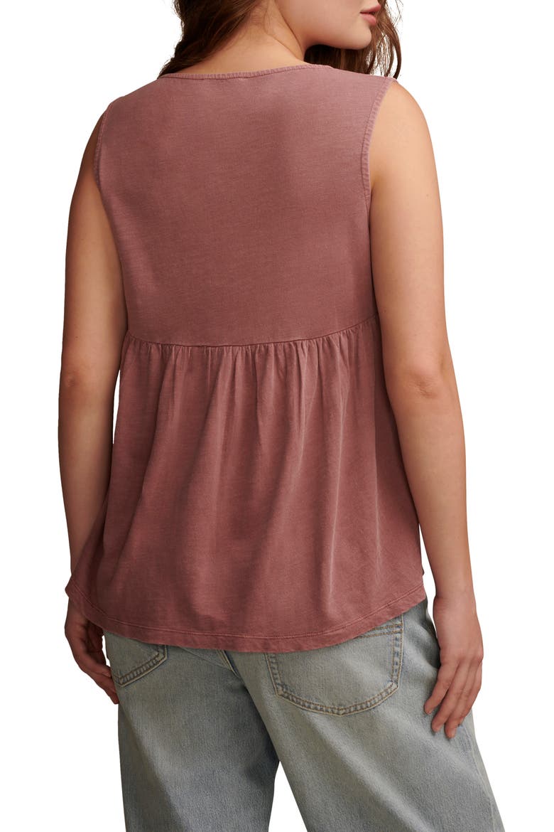 Lace Trim Tunic Tank, Alternate, color, ROSE BROWN