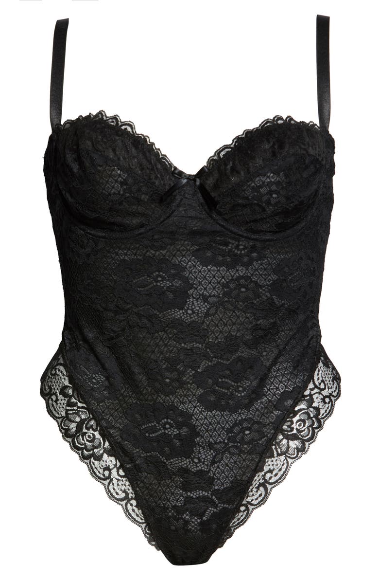 Oh La La Cheri High Leg Underwire Lace Teddy, Alternate, color,