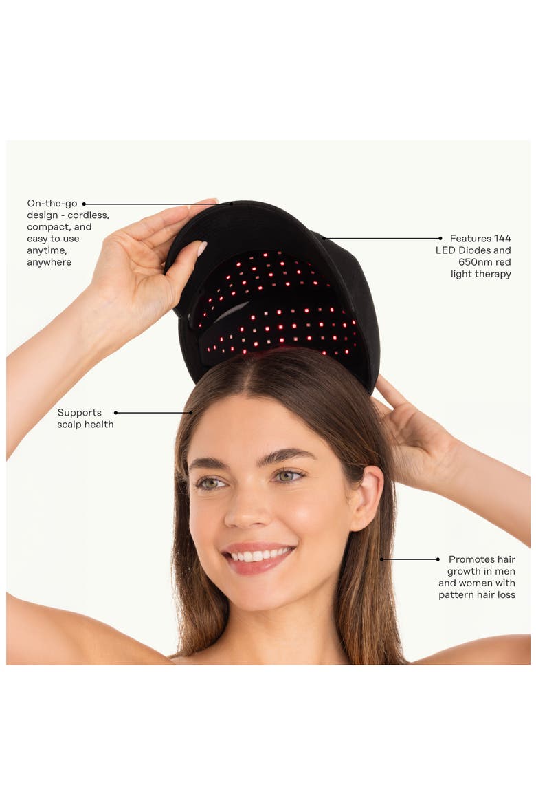 LED PRO Red Light Cap, Alternate, color, BLACK