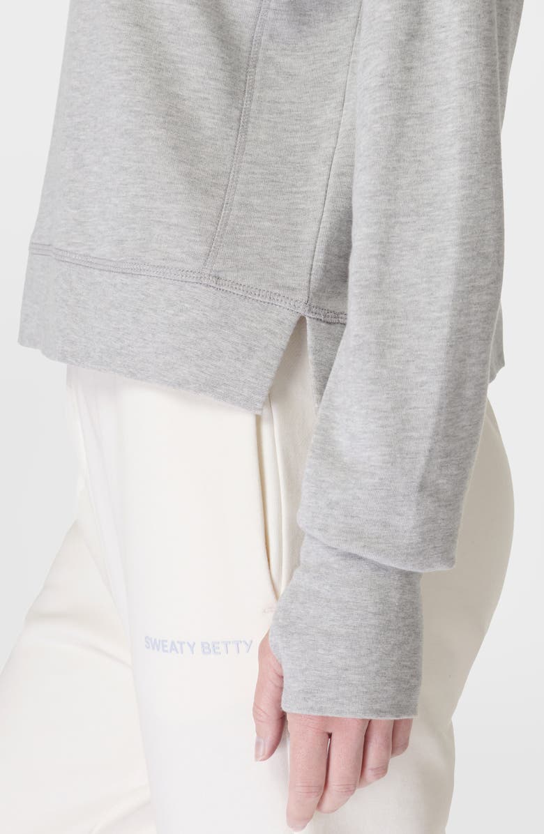 Sweaty Betty After Class Organic Cotton Blend Longline Sweatshirt, Alternate, color, Light Grey