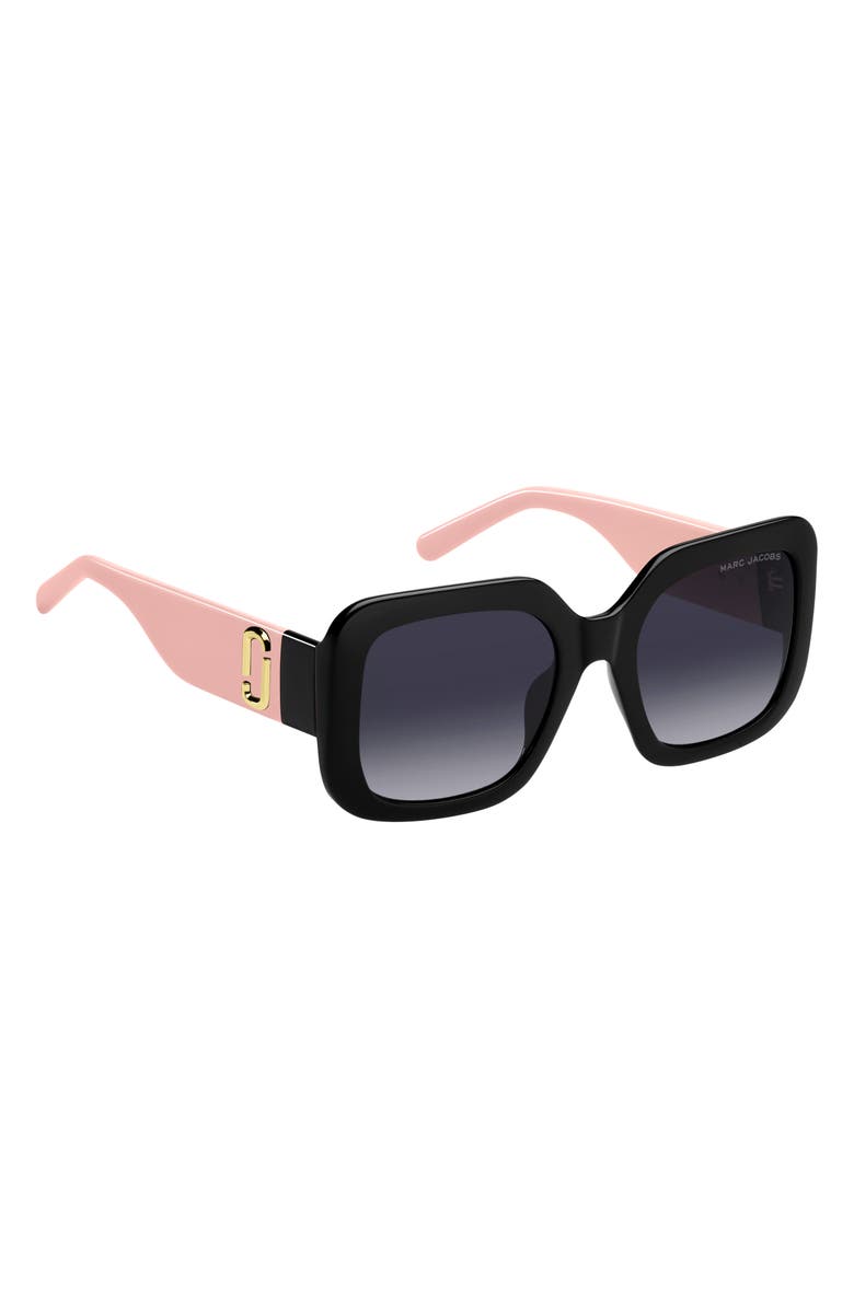 Marc Jacobs 53mm Gradient Square Sunglasses, Alternate, color, Black Pink/ Dark Grey Sf