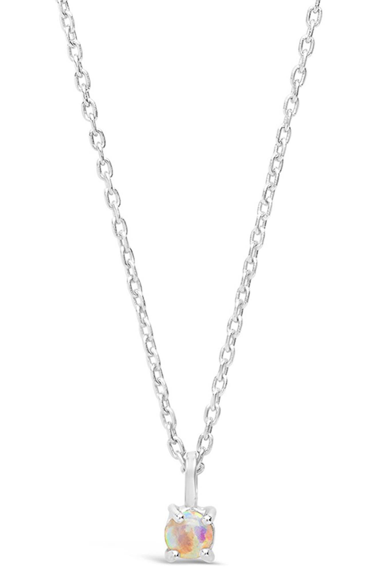 Sterling Forever Sterling Silver Mini Simulated Opal Pendant Necklace