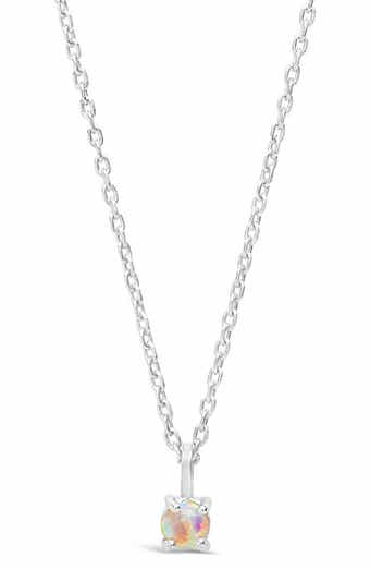 Sterling Forever Sterling Silver Mini Simulated Opal Pendant Necklace