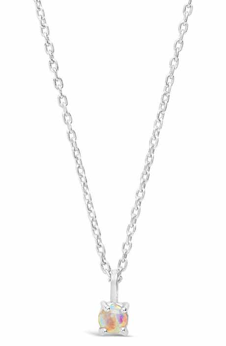 Sterling Forever Sterling Silver Mini Simulated Opal Pendant Necklace