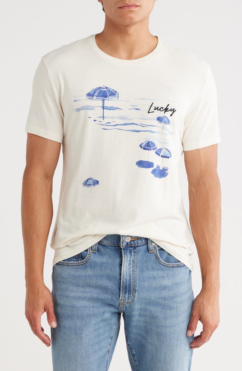 Lucky Brand Umbrella Art Cotton Graphic T-Shirt, Main, color, Whisper White