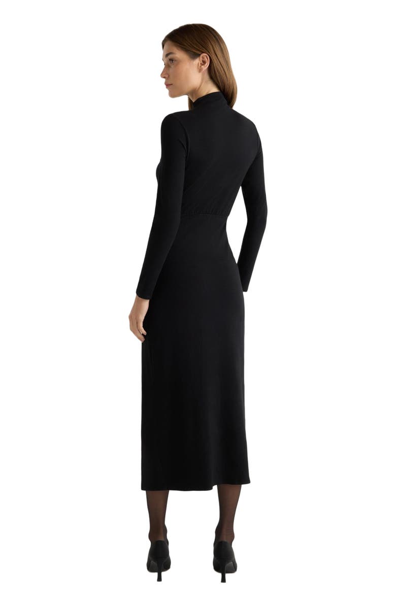 Modern Citizen Suki Mock Neck Side Slit Dress, Alternate, color, Black