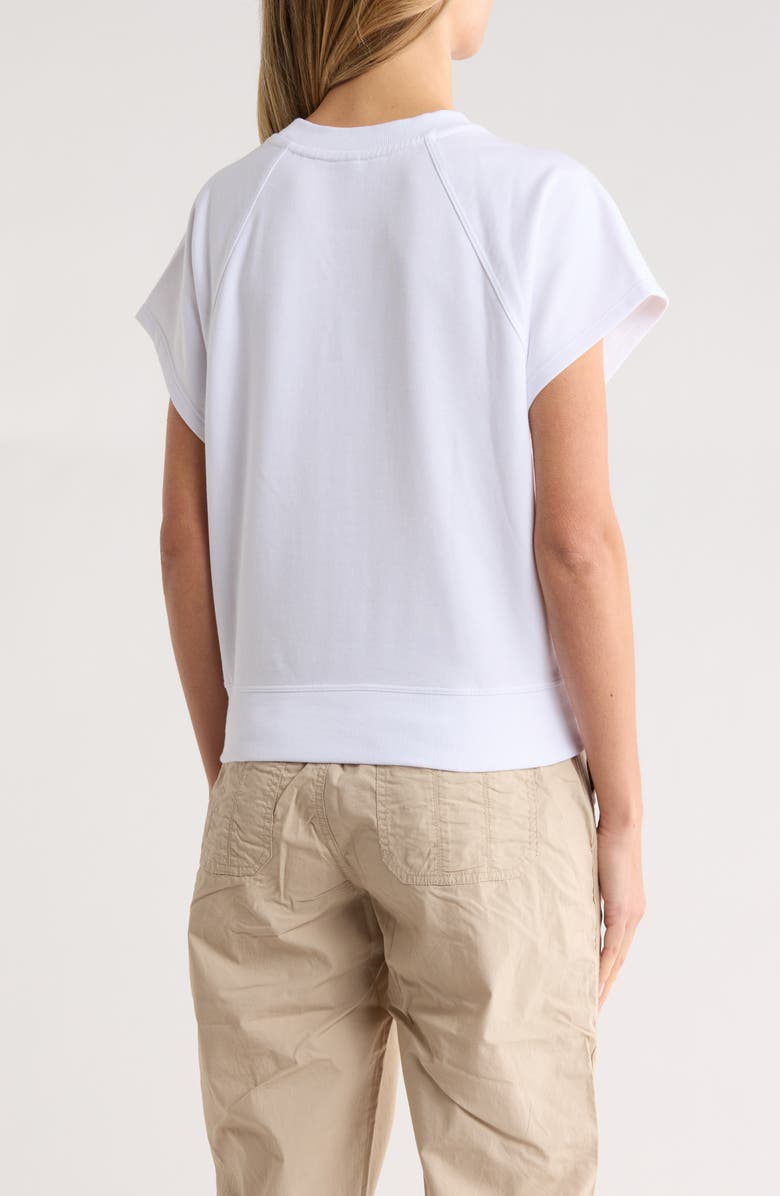 DKNY Metallic Logo Cap Sleeve Sweatshirt, Alternate, color, White