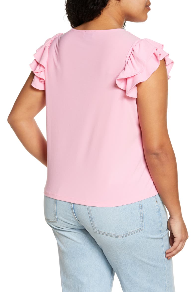 Double Ruffle Knit Top, Alternate, color, PINK BEGONIA