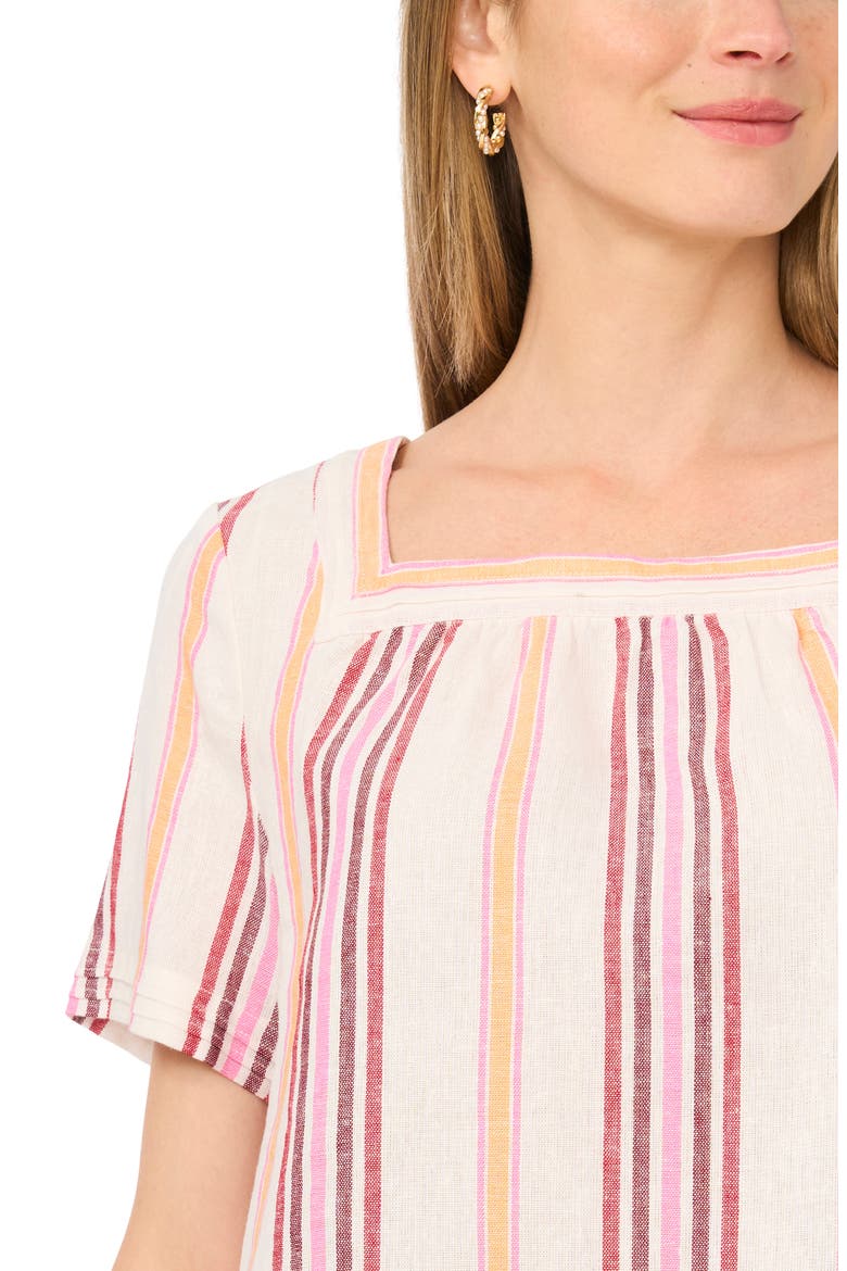 Stripe Square Neck Top, Alternate, color, TANGERINE