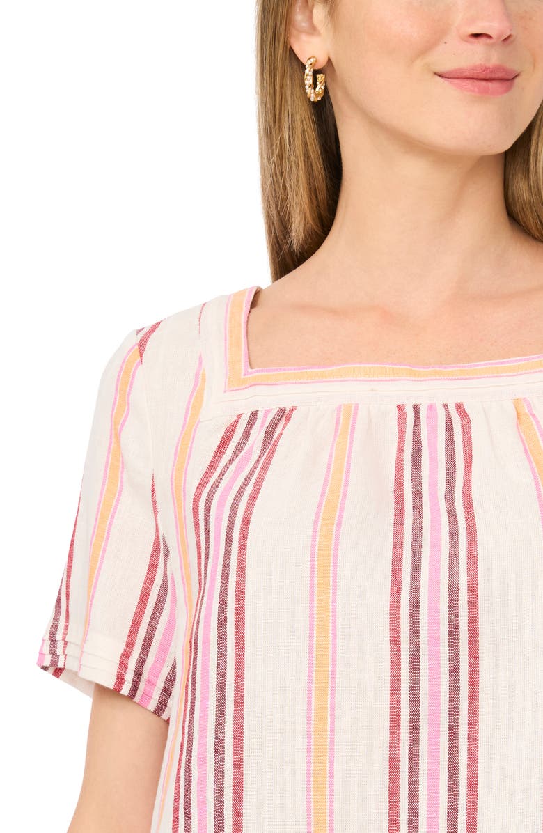 Vince Camuto Stripe Square Neck Top, Alternate, color, Tangerine
