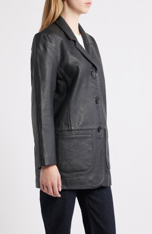 Schott Nyc Oversize Leather Blazer In Black