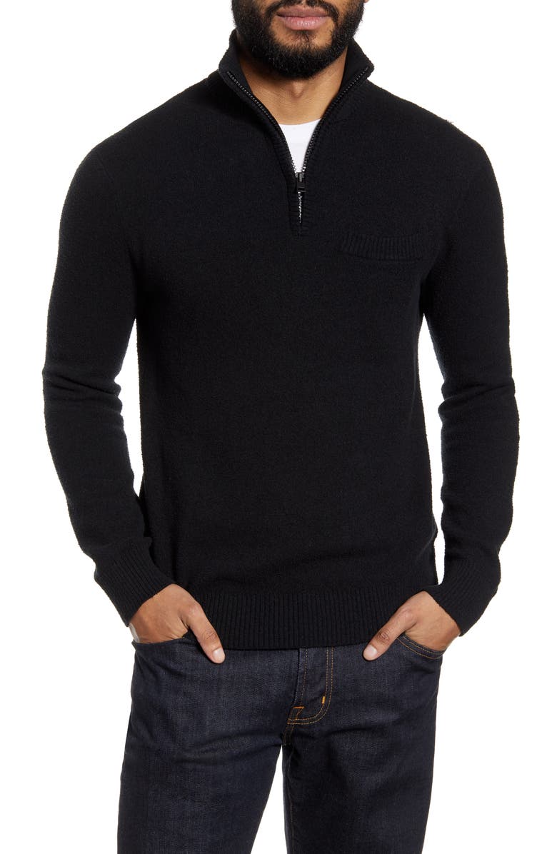 Club Monaco Quarter Zip Bouclé Sweater, Main, color, 