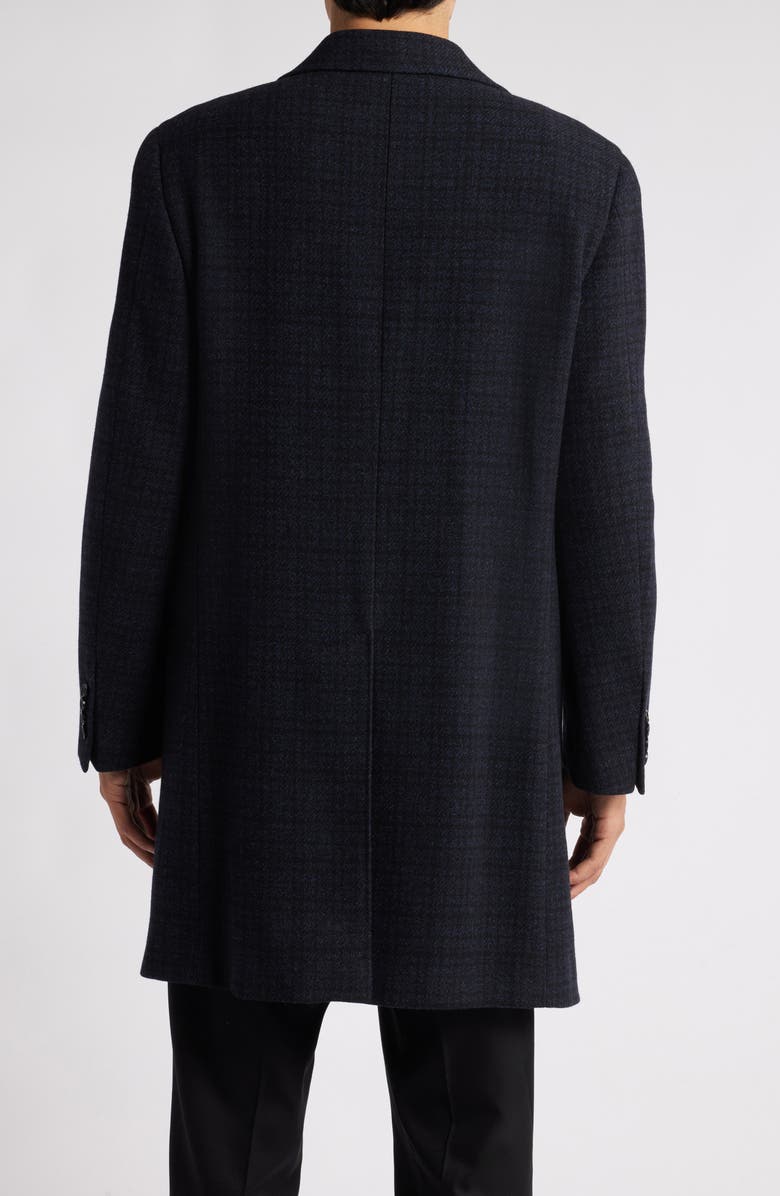 Canali Kei Trim Fit Check Wool & Cashmere Topcoat, Alternate, color,