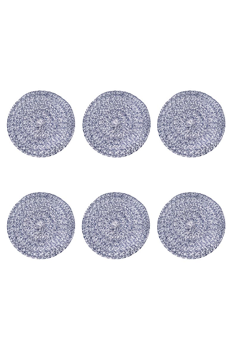 Braided Round Placemats Set of 6 Collection, Main, color, Blue