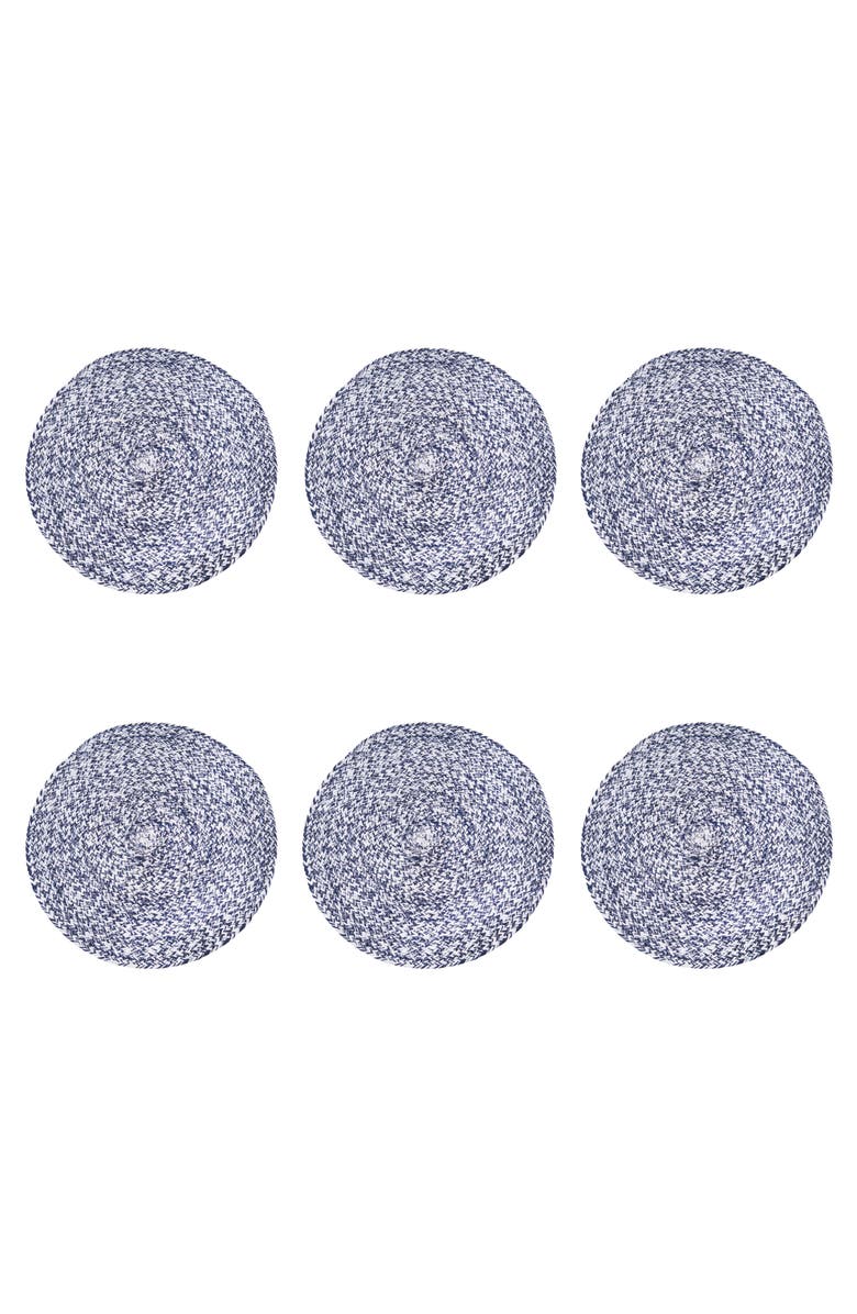 C&F Home Braided Round Placemats Sets of 6 Collection, Main, color, Blue