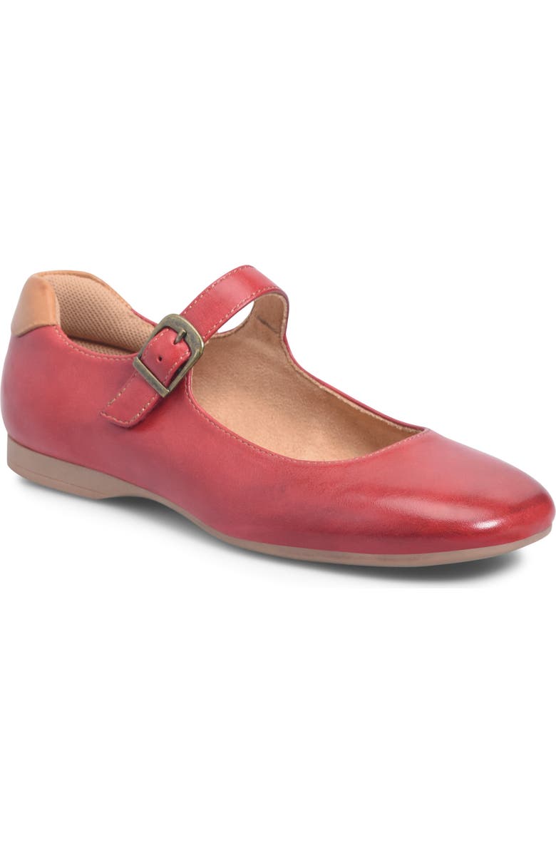 Comfortiva Kaylee Mary Jane Flat, Main, color, Cherry Red
