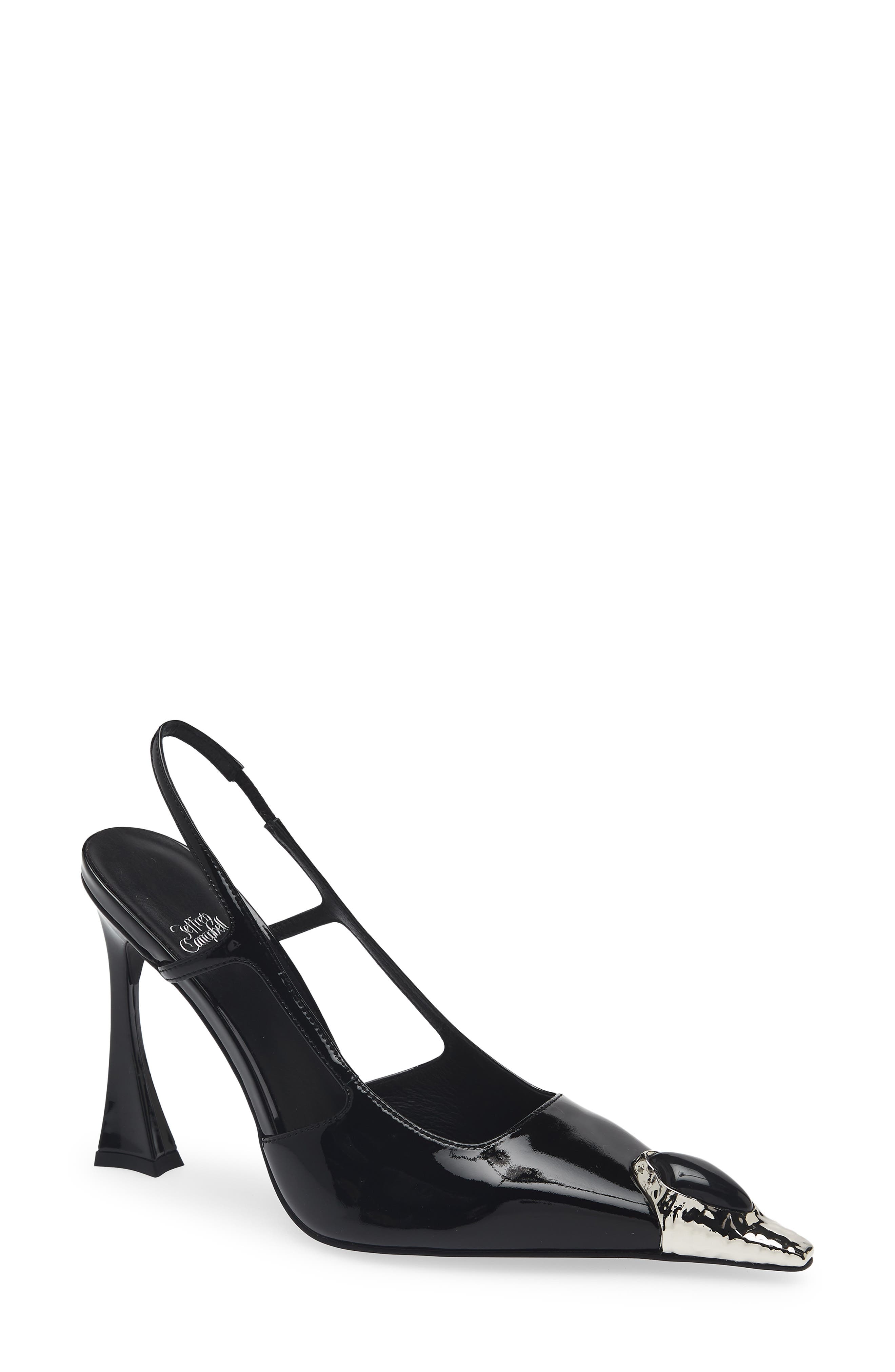 Jeffrey Campbell Sorcerer Pointed Toe Slingback Pump, Main, color, Black Patent Silver Black