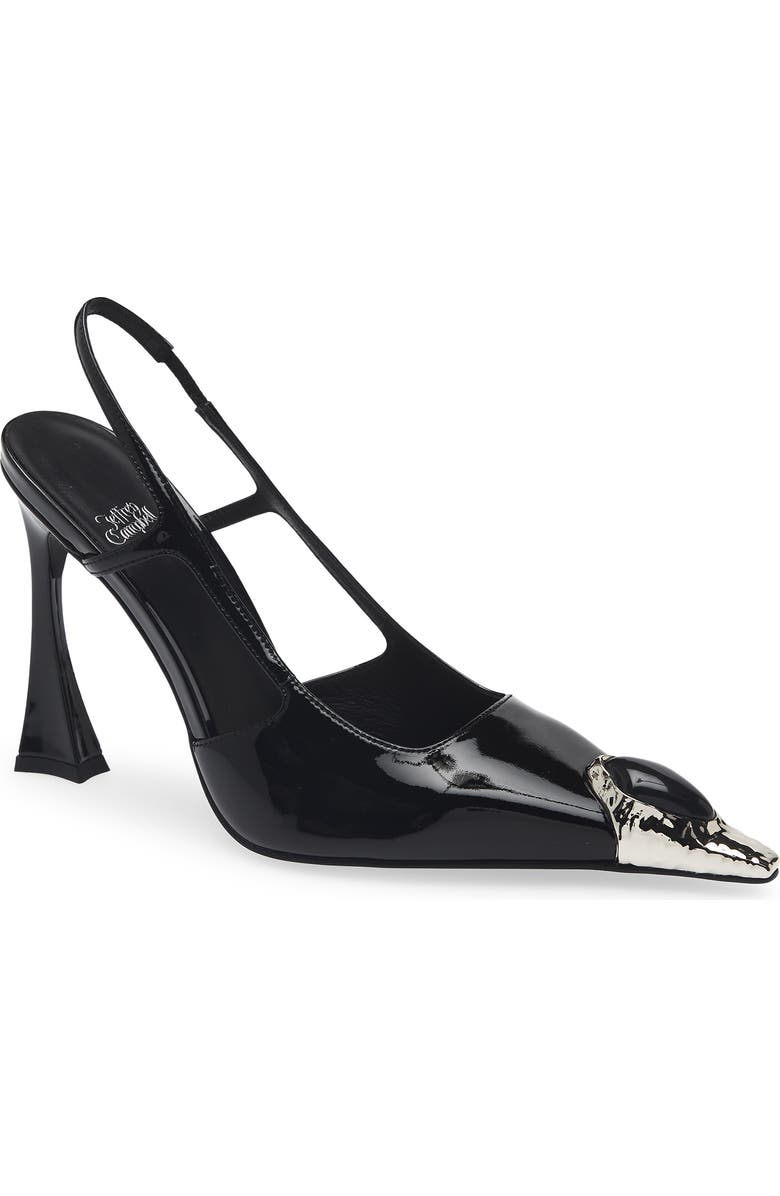 Jeffrey Campbell Sorcerer Pointed Toe Slingback Pump, Main, color, Black Patent Silver Black