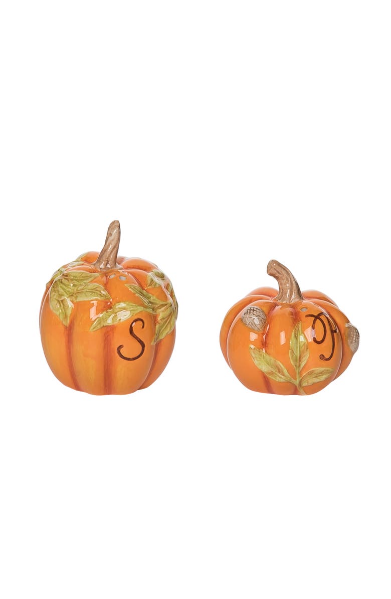 Transpac Dolomite Orange Harvest Pumpkin Salt and Pepper Shakers Set, Alternate, color, Orange