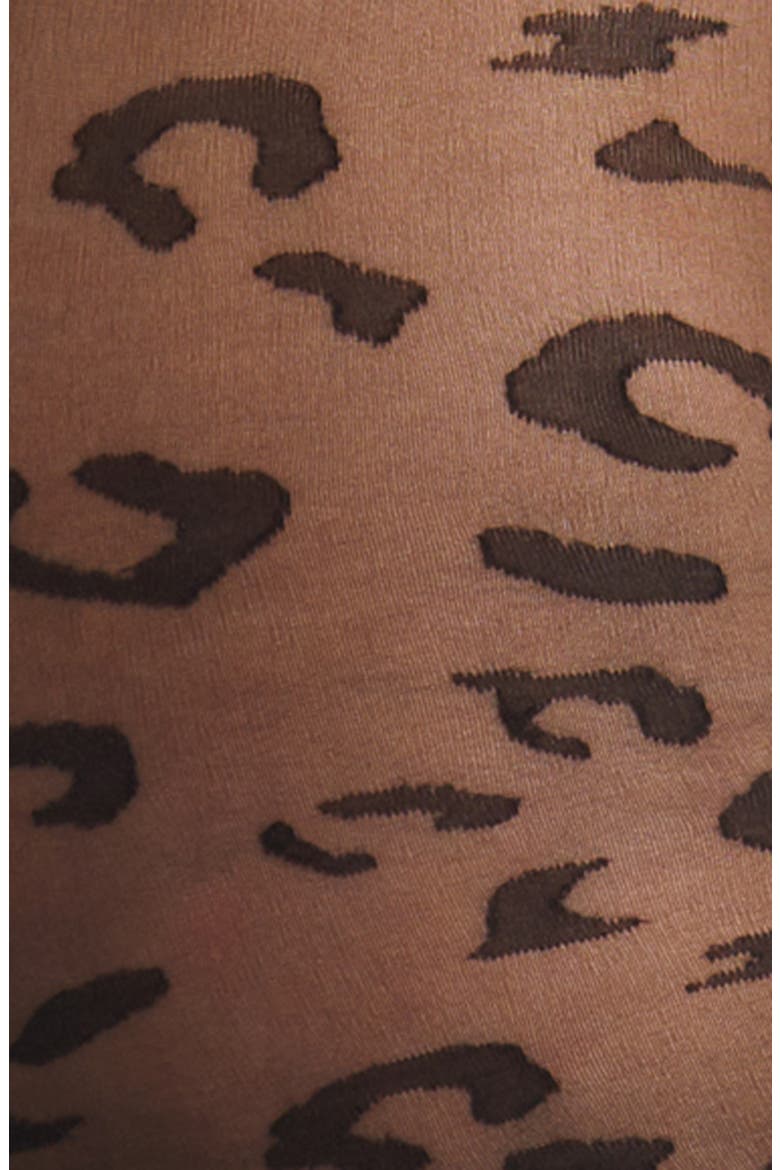 Sheer Leopard Tights, Alternate, color, BLACK