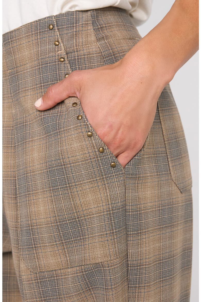 Plaid Drawstring Crop Wide Leg Pants, Alternate, color, OAK/ MULTI OMBRE PLAID