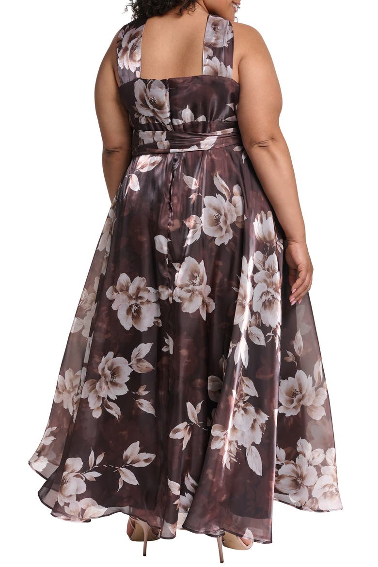 Twist Neck Satin Gown, Alternate, color, CHOCOLATE