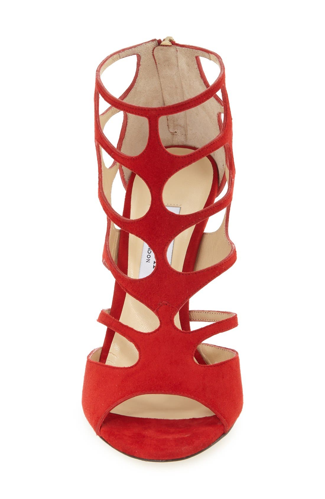 'Ren' Cutout Sandal, Alternate, color, RED SUEDE
