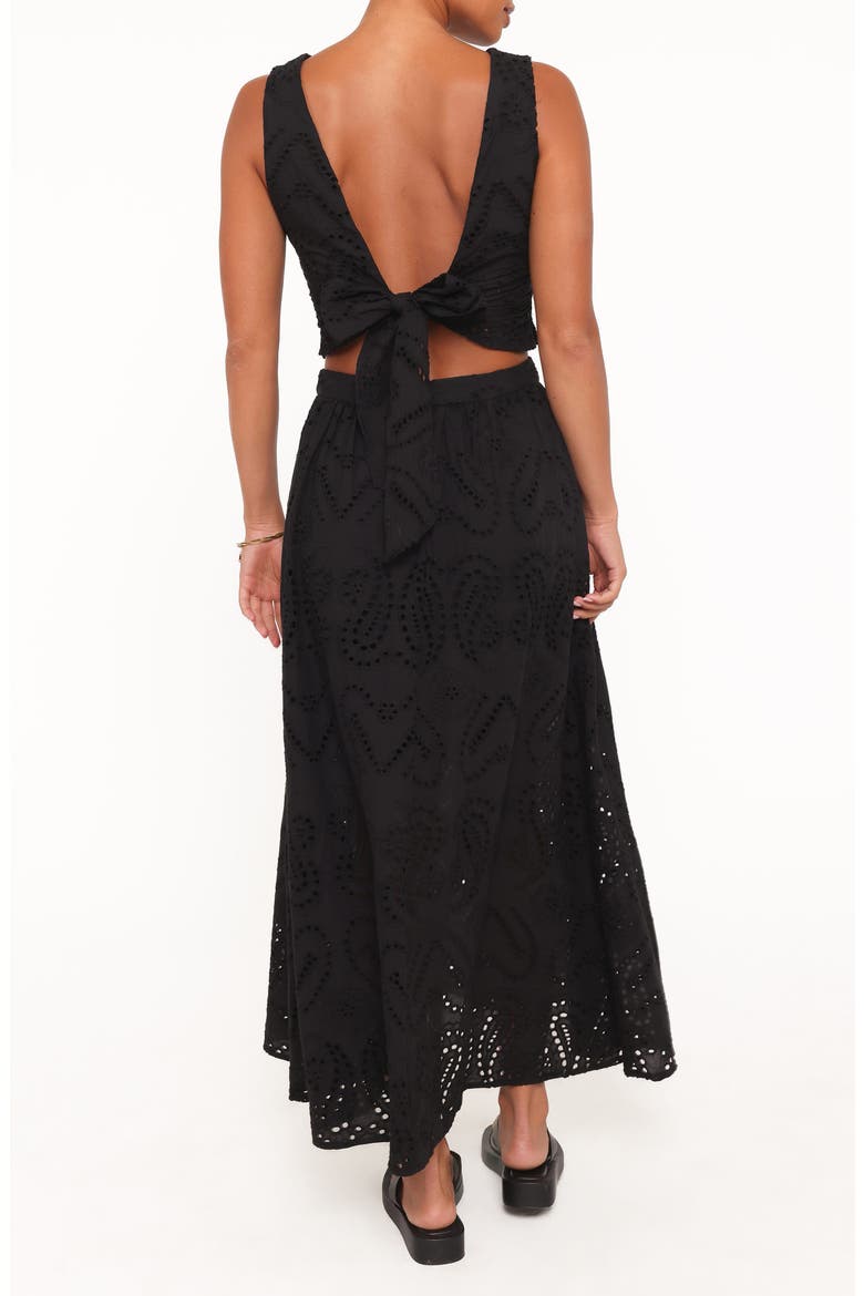 Isabelle Cotton Bow Back Top & Maxi Skirt Set, Alternate, color, BLACK