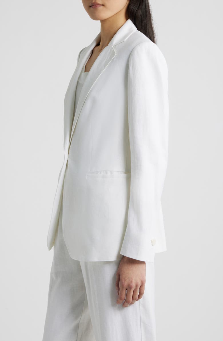 Anne Klein One-Button Linen Blend Blazer, Alternate, color, Crisp White