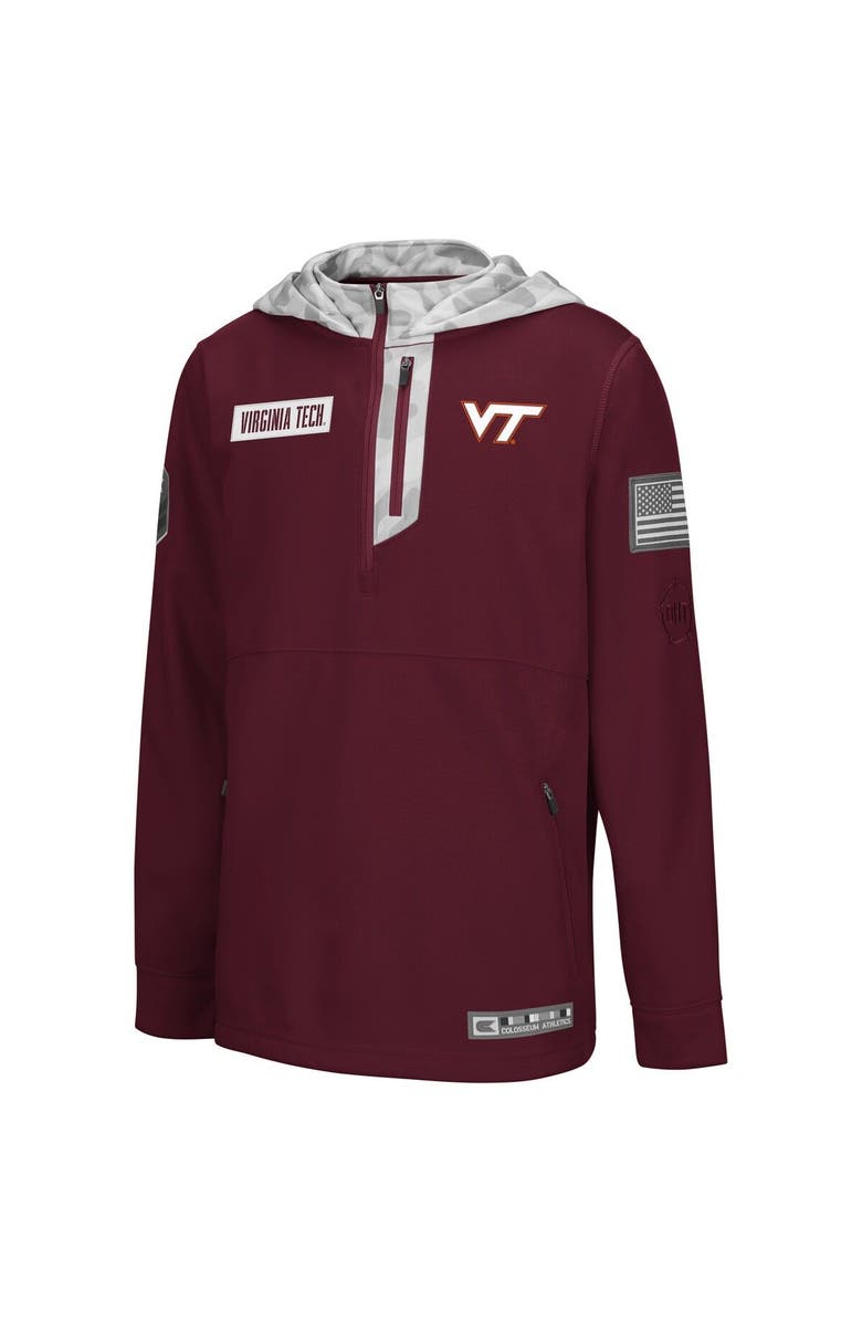 COLOSSEUM Youth Colosseum Maroon/Arctic Camo Virginia Tech Hokies OHT Military Appreciation Shellback Quarter-Zip Hoodie, Alternate, color,