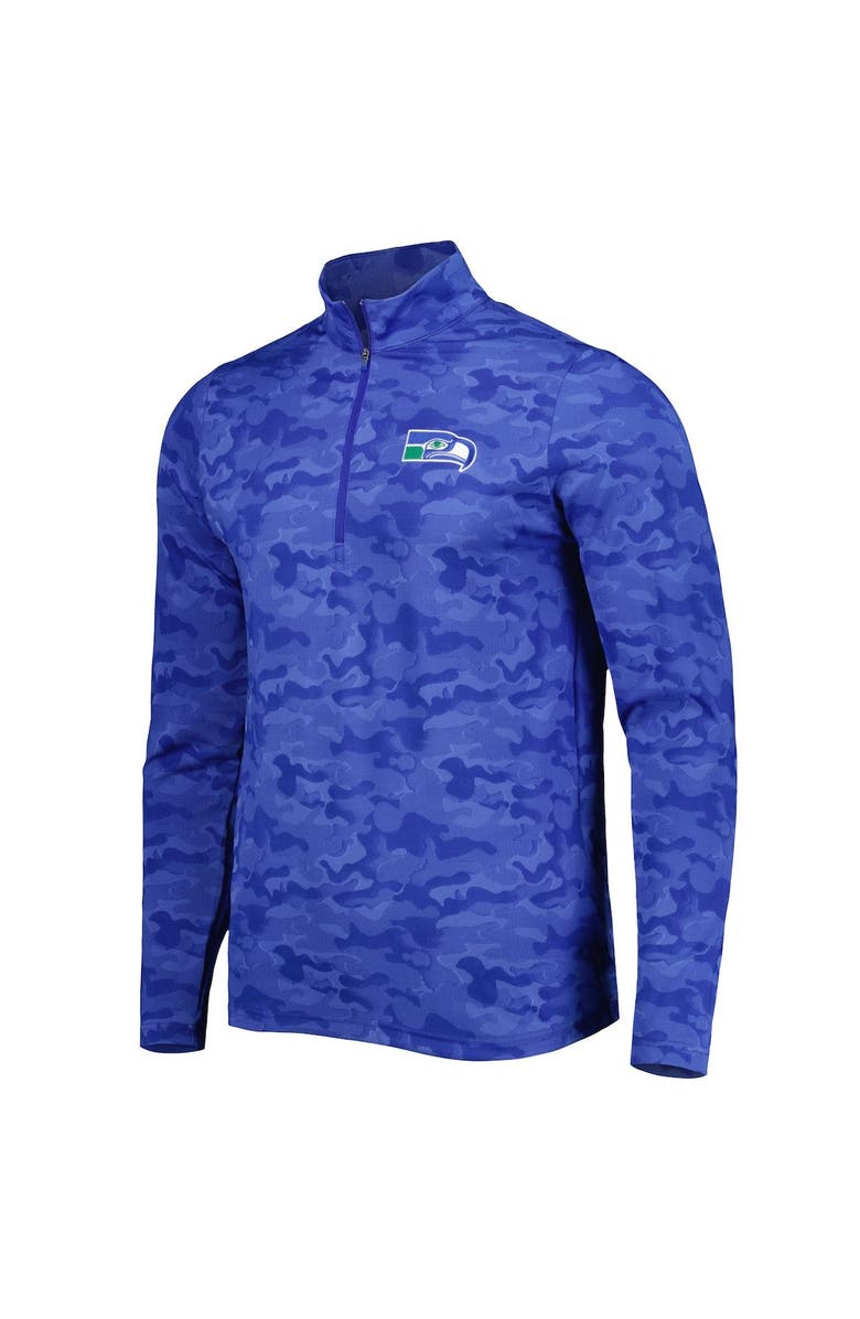 ANTIGUA Men's Antigua Royal Seattle Seahawks Brigade Throwback Quarter-Zip Top, Alternate, color, Royal