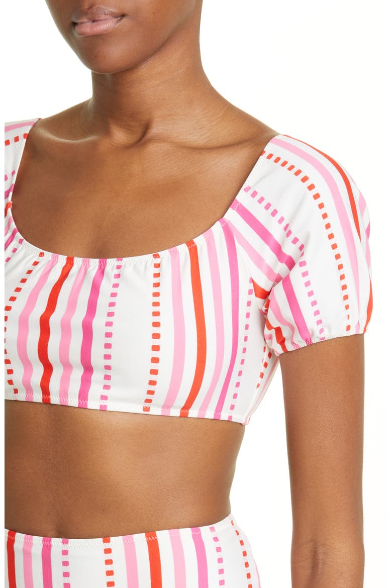 Eshe Puff Sleeve Bikini Top, Alternate, color, PINK